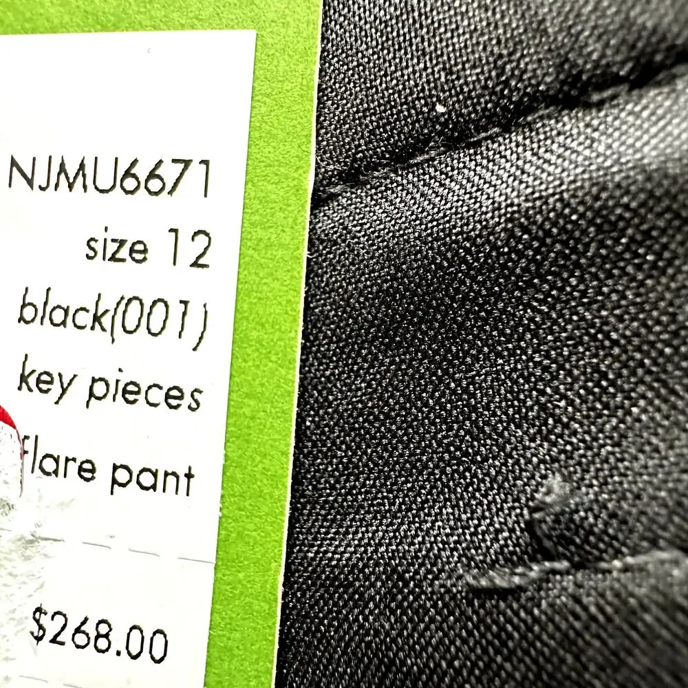 Kate Spade Kick Flare Pants Mid Rise Cropped Zip Fly Twill Black Career 12 NWT